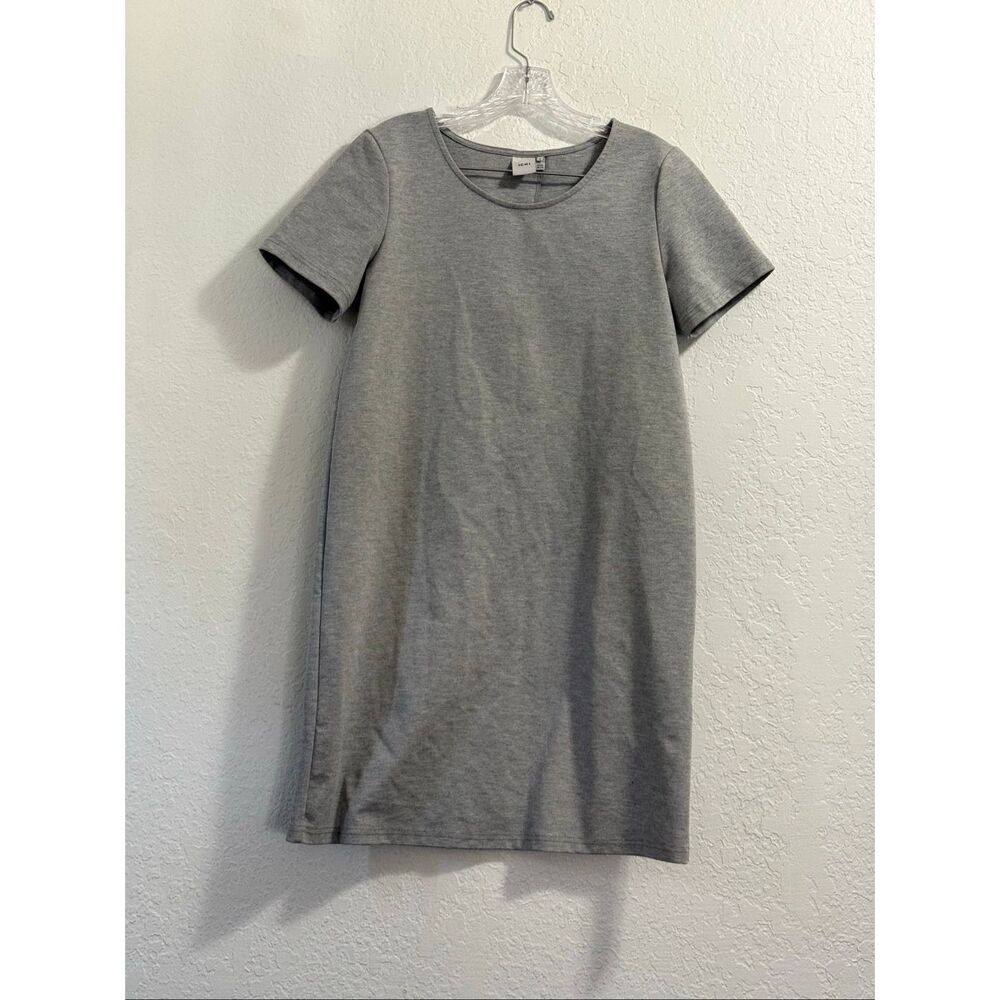 Ichi Ihkate DR9 gray t shirt button back midi dress casual summer M